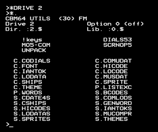 A catalogue of drive 2 of the Commodore 64 source disk