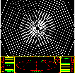 The launch tunnel in the BBC Micro cassette version of Elite