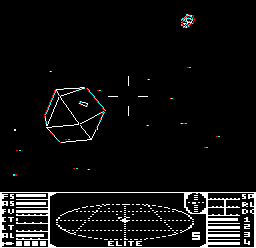 A space station and transporter in Elite 3D